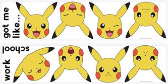 Pokemon PIKACHU Faces Wallstickers-2