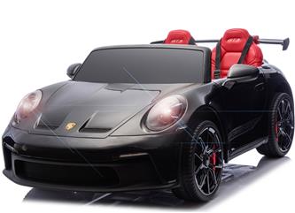 Porsche 911 GT3 Elbil för barn 21,6V med gummihjul+lädersäte Svart 
