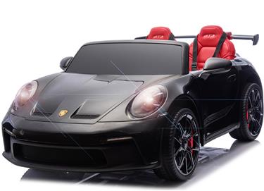 Porsche 911 GT3 Elbil för barn 21,6V med gummihjul+lädersäte Svart 
