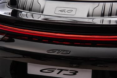Porsche 911 GT3 Elbil för barn 21,6V med gummihjul+lädersäte Svart -4