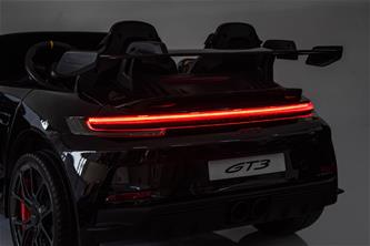 Porsche 911 GT3 Elbil för barn 21,6V med gummihjul+lädersäte Svart -6