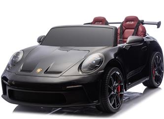 Porsche 911 GT3 Svart Elbil för barn 21,6V med gummihjul+lädersäte