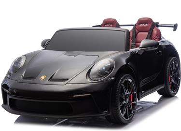 Porsche 911 GT3 Svart Elbil för barn 21,6V med gummihjul+lädersäte