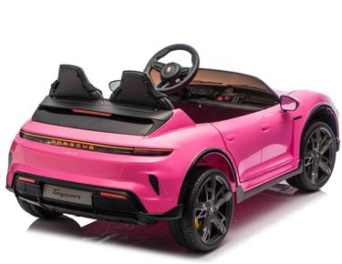 Porsche Taycan Turbo S Elbil för barn 21,6V med gummihjul+lädersäte-9