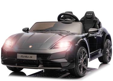 Porsche Taycan Turbo S Elbil för barn 21,6V med gummihjul+lädersäte