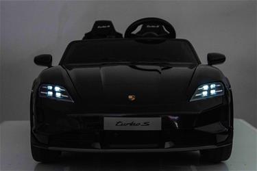 Porsche Taycan Turbo S Elbil för barn 21,6V med gummihjul+lädersäte-11