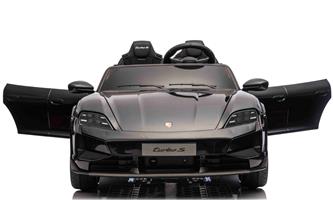 Porsche Taycan Turbo S Elbil för barn 21,6V med gummihjul+lädersäte-2