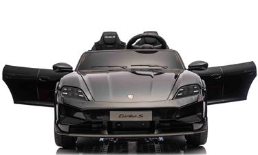 Porsche Taycan Turbo S Elbil för barn 21,6V med gummihjul+lädersäte-2