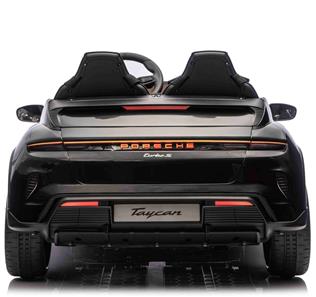 Porsche Taycan Turbo S Elbil för barn 21,6V med gummihjul+lädersäte-5