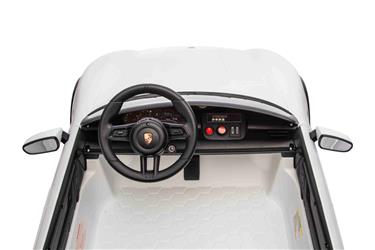 Porsche Taycan Turbo S Elbil för barn 21,6V med gummihjul+lädersäte Vit-7