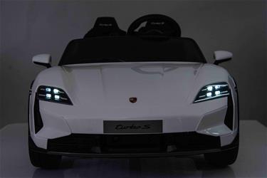 Porsche Taycan Turbo S Elbil för barn 21,6V med gummihjul+lädersäte Vit-8