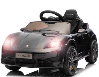Porsche Taycan Turbo S elbil till barn Svart 10,8v m/Gummihjul, 2.4G