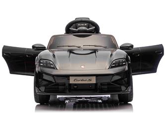 Porsche Taycan Turbo S elbil till barn Svart 10,8v m/Gummihjul, 2.4G-3