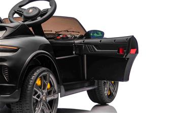 Porsche Taycan Turbo S elbil till barn Svart 10,8v m/Gummihjul, 2.4G-4