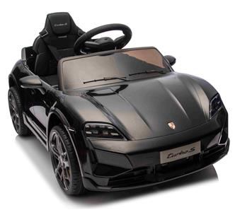 Porsche Taycan Turbo S elbil till barn Svart 10,8v m/Gummihjul, 2.4G-6