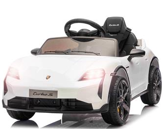 Porsche Taycan Turbo S elbil till barn Vit 10,8v m/Gummihjul, 2.4G