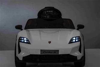Porsche Taycan Turbo S elbil till barn Vit 10,8v m/Gummihjul, 2.4G-4