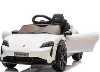 Porsche Taycan Turbo S elbil till barn Vit 10,8v m/Gummihjul, 2.4G-5