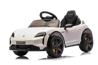 Porsche Taycan Turbo S elbil till barn Vit 10,8v m/Gummihjul, 2.4G-7