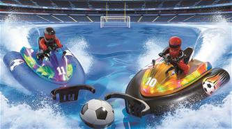 RC-fotboll motorbåt 2,4 GHz med ljus och vattensprut – Blå-3
