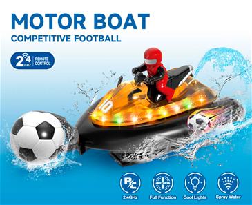RC-fotboll motorbåt 2,4 GHz med ljus och vattensprut – orange-2