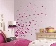 Rosa fjärilar wallstickers