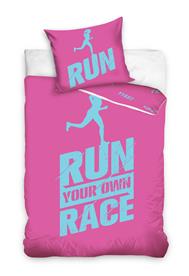 Run Your Own Race Rosa sängkläder 140 x 200, 100 procent bomull