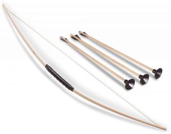 Ryttarbåge i trä askträ ca 90 cm med 3 pilar (med sugpropp)