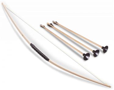 Ryttarbåge i trä askträ ca 90 cm med 3 pilar (med sugpropp)