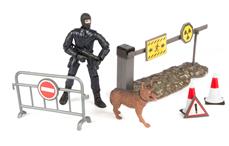 S.W.A.T. Actionfigur + Hund + Barriär 1:18