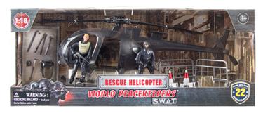 S.W.A.T. Helikopter m. tillbehör + 2 figurer 1:18-2