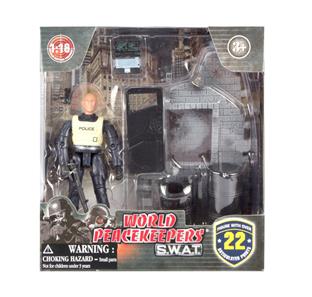 S.W.A.T. Police Actionfigur med vägg Typ A 1:18-2