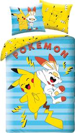 Sängkläder med Pokémon Pikachu och Scorbunny  – 100 procent bomull