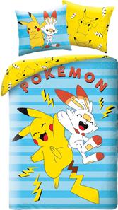 Sängkläder med Pokémon Pikachu och Scorbunny  – 100 procent bomull