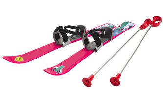 Skidor till Barn 70 cm med skidstavar, Rosa