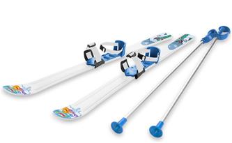 Skidor till Barn 70 cm med skidstavar, Vit/Blå
