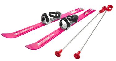 Skidor till Barn 90 cm med skidstavar, Pink