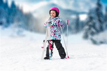 Skidor till Barn 90 cm med skidstavar, Vit/Blå-2