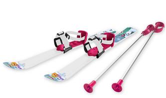 Skidor till Barn 90 cm med skidstavar, Vit/Lila