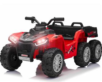Sport EL-ATV 22,2 V med 6 hjul, litiumbatteri, lädersäte, gummi, röd