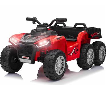 Sport EL-ATV 22,2 V med 6 hjul, litiumbatteri, lädersäte, gummi, röd