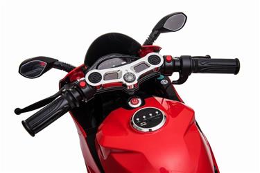 Street Racer EL Motorcykel 24V 250W m/gummihjul och lädersäte, blå-2