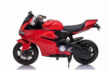 Street Racer EL Motorcykel 24V 250W m/gummihjul och lädersäte, Röd-2