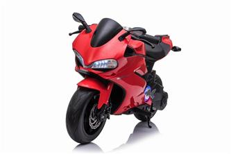 Street Racer EL Motorcykel 24V 250W m/gummihjul och lädersäte, Röd-4