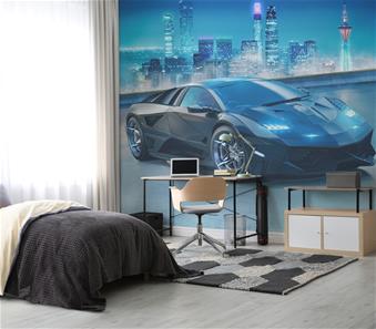 Super Sports Car tapet för barnrummet 243 x 305 cm