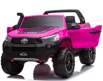 Toyota Hilux 24v elbil m/2x24V 240W motor + lädersäte + gummihjul, rosa