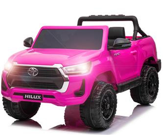 Toyota Hilux Elbil för barn XL m/2.4G + Gummihjul + Lädersäte Rosa