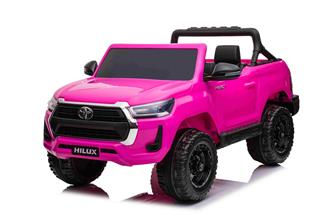 Toyota Hilux Elbil för barn XL m/2.4G + Gummihjul + Lädersäte Rosa-11
