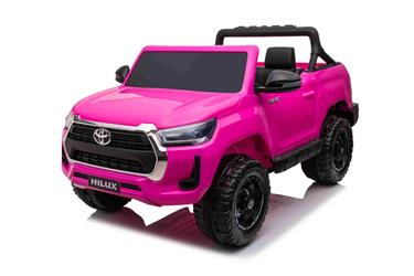 Toyota Hilux Elbil för barn XL m/2.4G + Gummihjul + Lädersäte Rosa-12