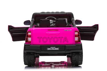 Toyota Hilux Elbil för barn XL m/2.4G + Gummihjul + Lädersäte Rosa-13